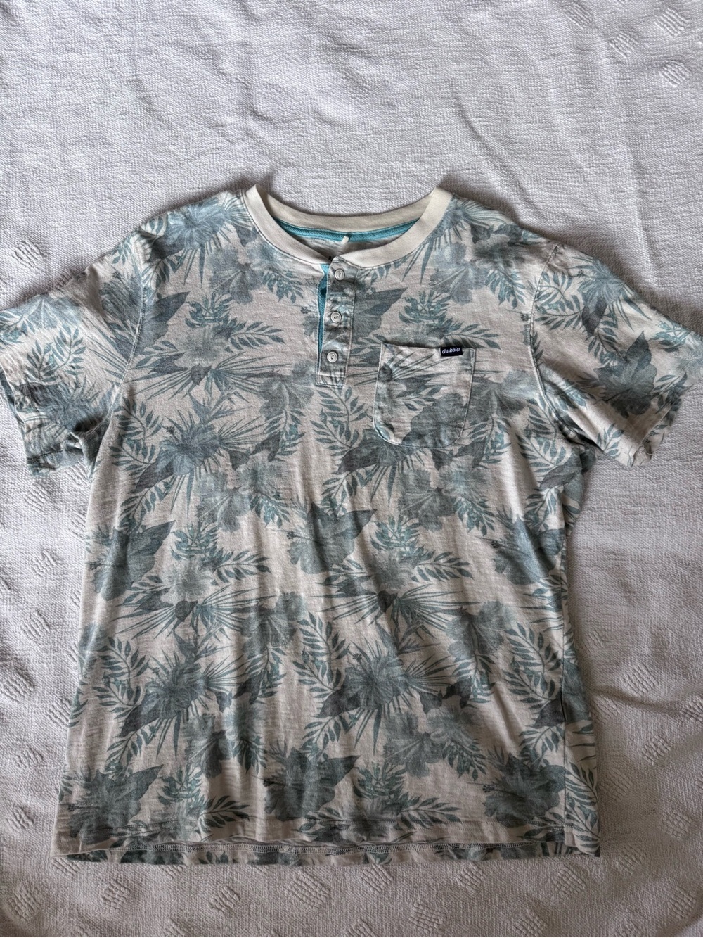 Chubbies Cotton The Vacation Mode Henley Mens S/S Shirt Size XL